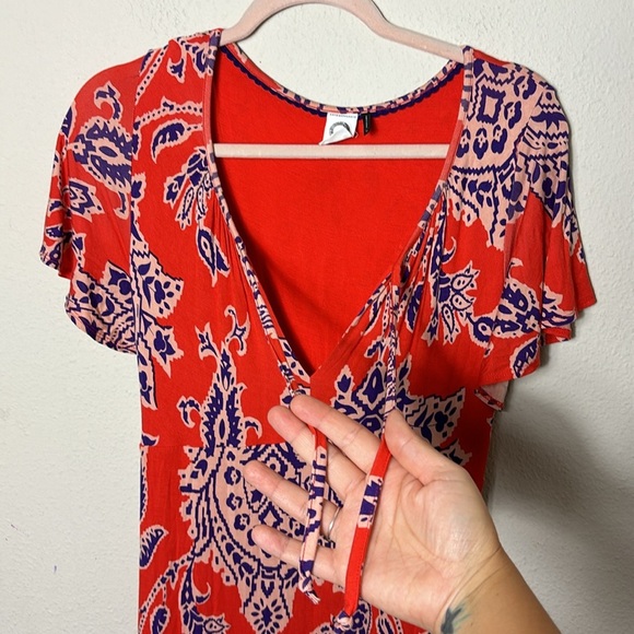 Anthropologie Akemi + Kin Correia Maxi Dress size XS Orange Purple pattern - Picture 7 of 12